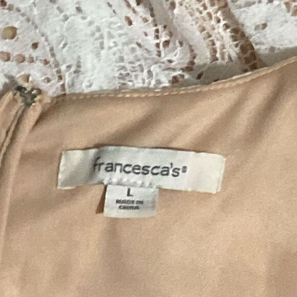 Francesca's Louise Scallop V-Neck Palm Lace A-Line Dress Mini Dress - Picture 9 of 10